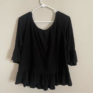 Sanctuary woman’s flared sleeve black top Small simple feminine casual boho chic